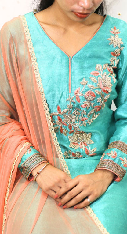 Classic Occasion Wear Raw Silk Suit