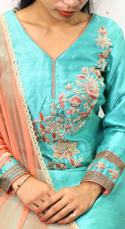 Classic Occasion Wear Raw Silk Suit