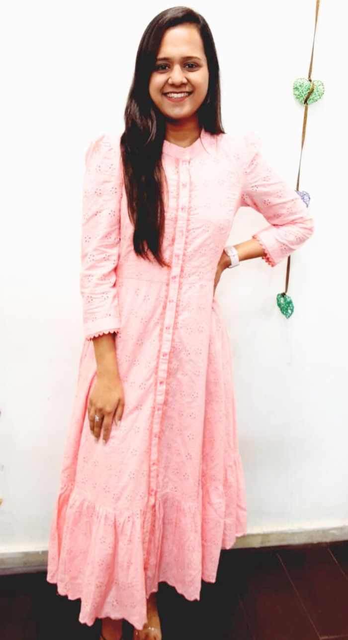 Pink Cotton Hakoba Chikan Maxi Dress