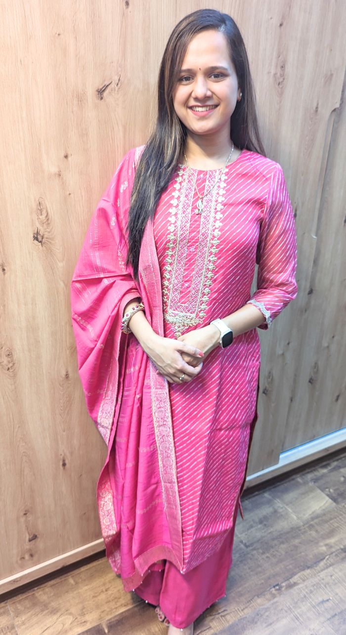 Pink Gota Patti Leheriya With Banarasi Dupatta