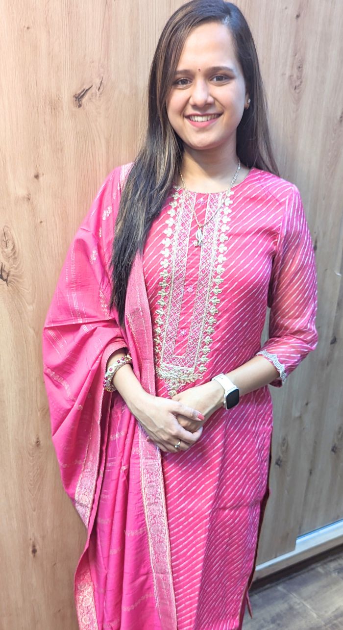 Pink Gota Patti Leheriya With Banarasi Dupatta