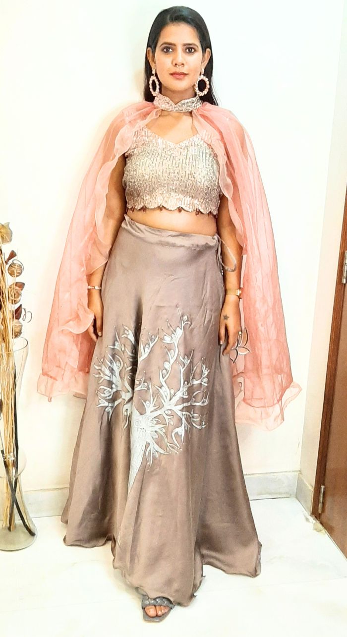 Satin Silk Lehenga With Sequence Blouse And Organza Fancy Dupatta