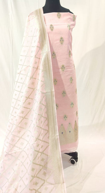 Pink Banarasi Silk Suit