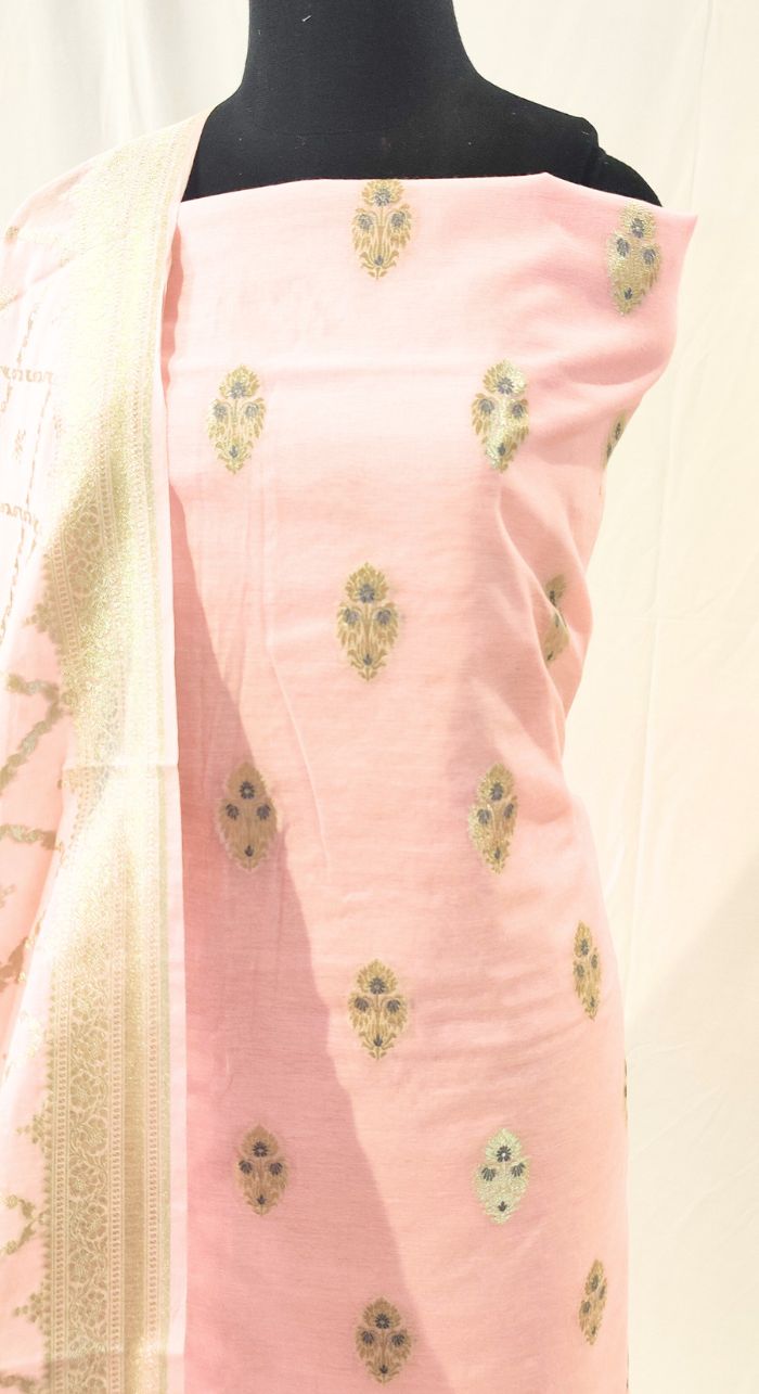Pink Banarasi Silk Suit
