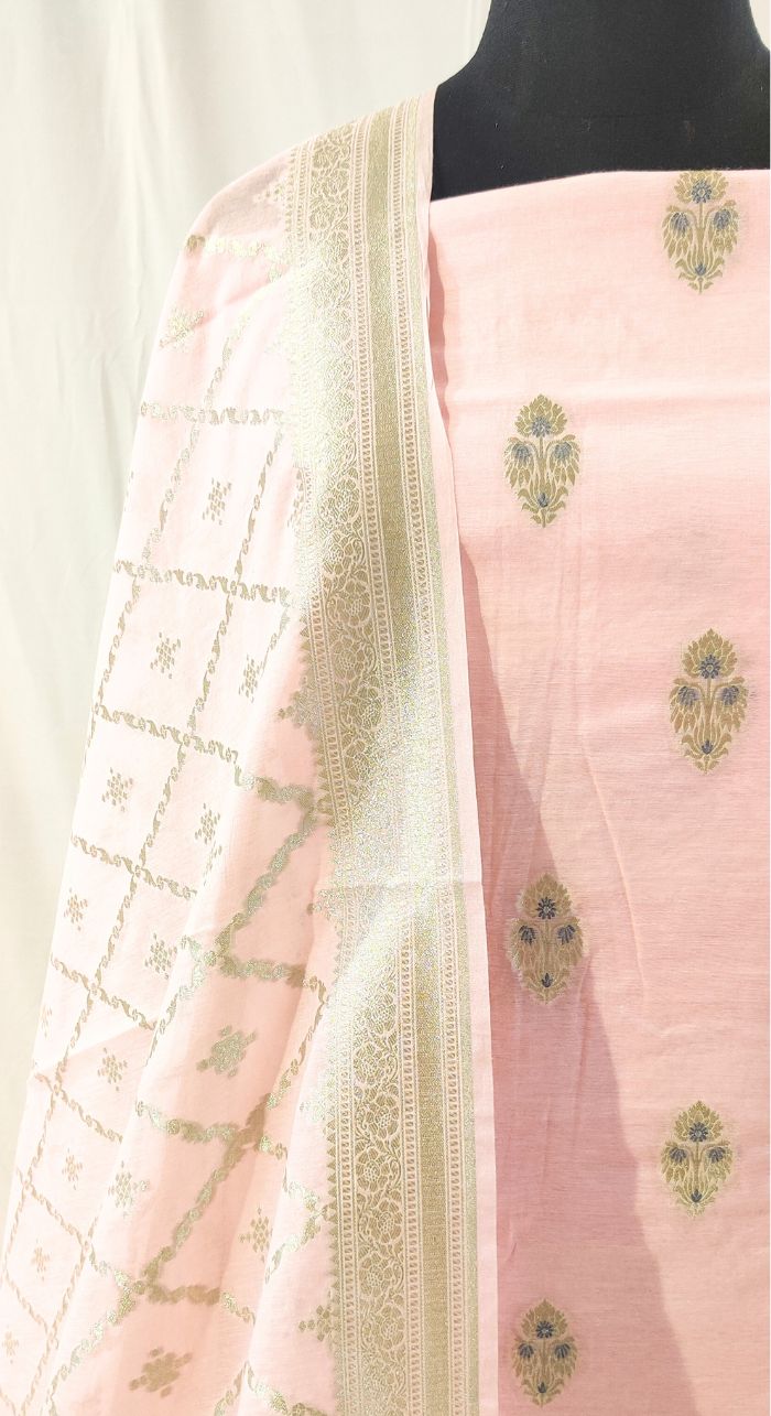 Pink Banarasi Silk Suit