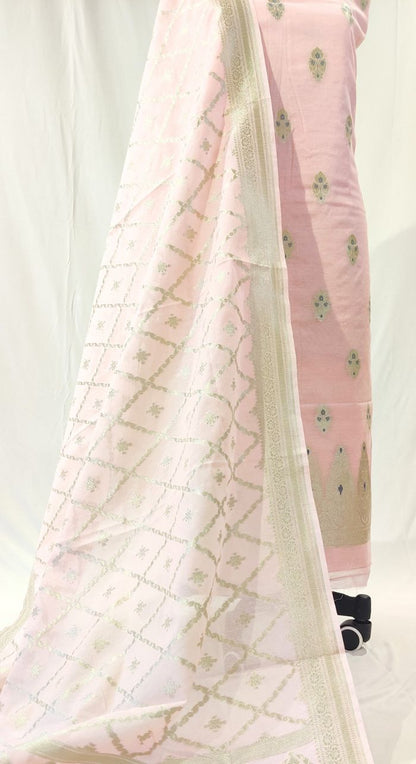 Pink Banarasi Silk Suit