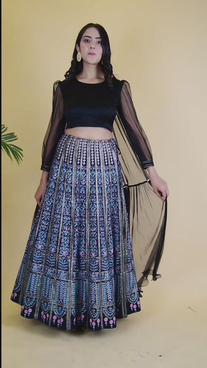 Foil Printing Lehenga With Designer Blouse