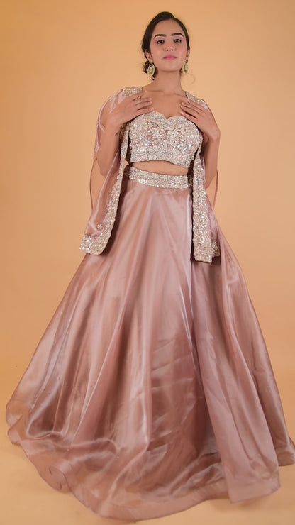 Designer Couture Lehenga With Cape