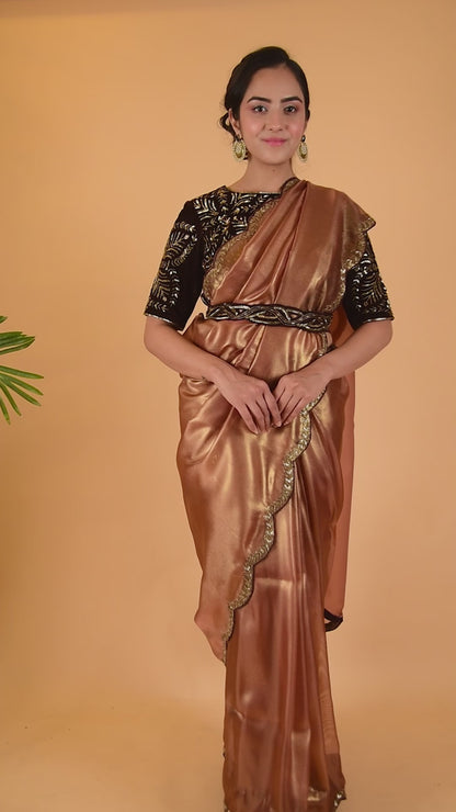 Shimmer Tissue Organza Saree With Velvet Blouse