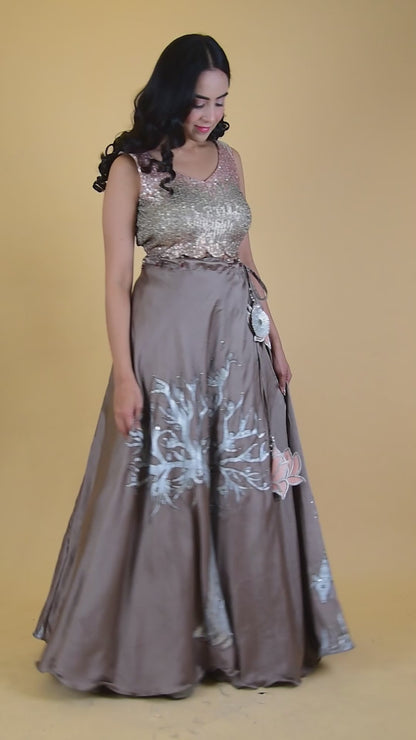 Cocktail Wear Lehenga With Heavy Blouse & Cape Style Dupatta