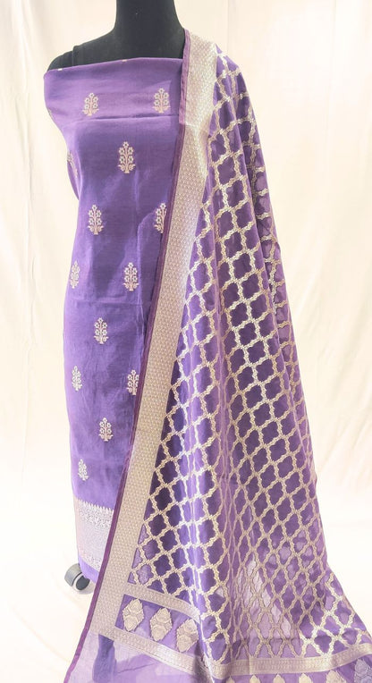 Purple Banarasi Silk Suit