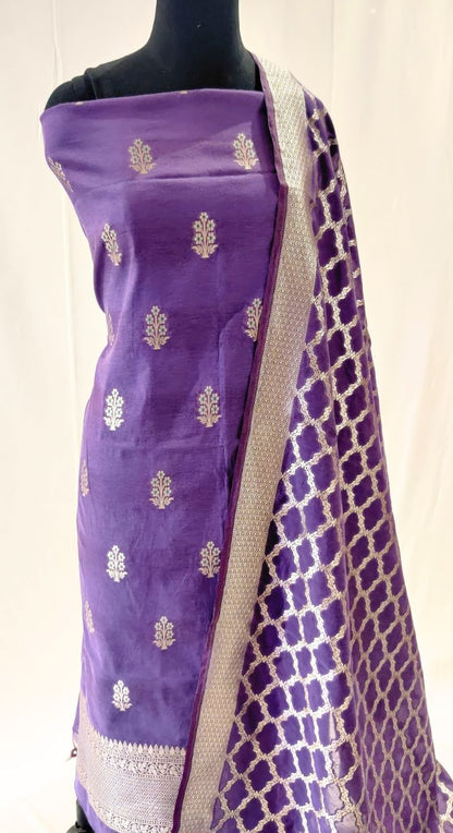 Purple Banarasi Silk Suit