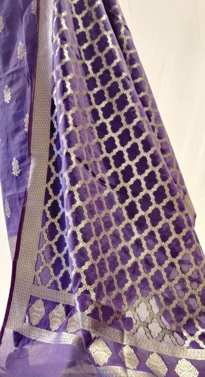 Purple Banarasi Silk Suit
