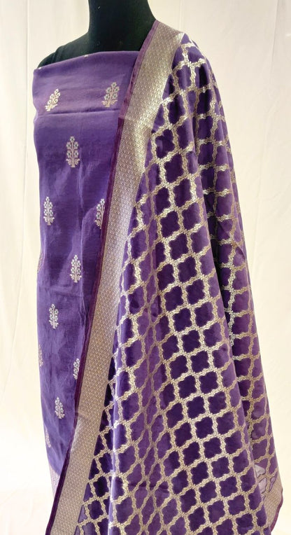 Purple Banarasi Silk Suit