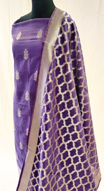Purple Banarasi Silk Suit