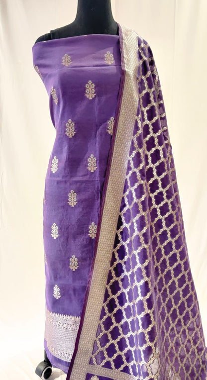 Purple Banarasi Silk Suit