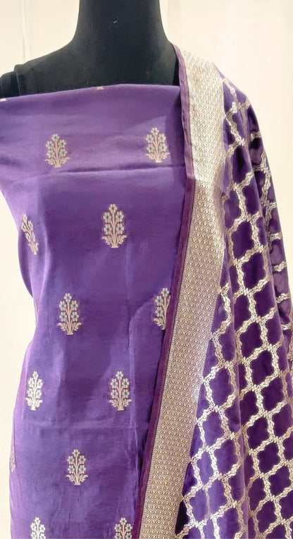 Purple Banarasi Silk Suit