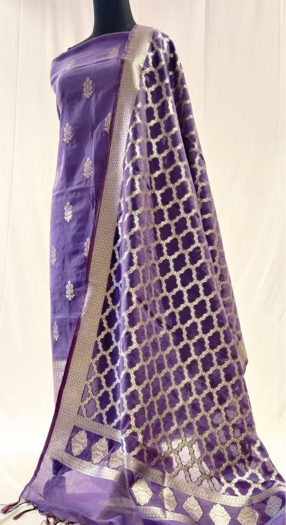 Purple Banarasi Silk Suit