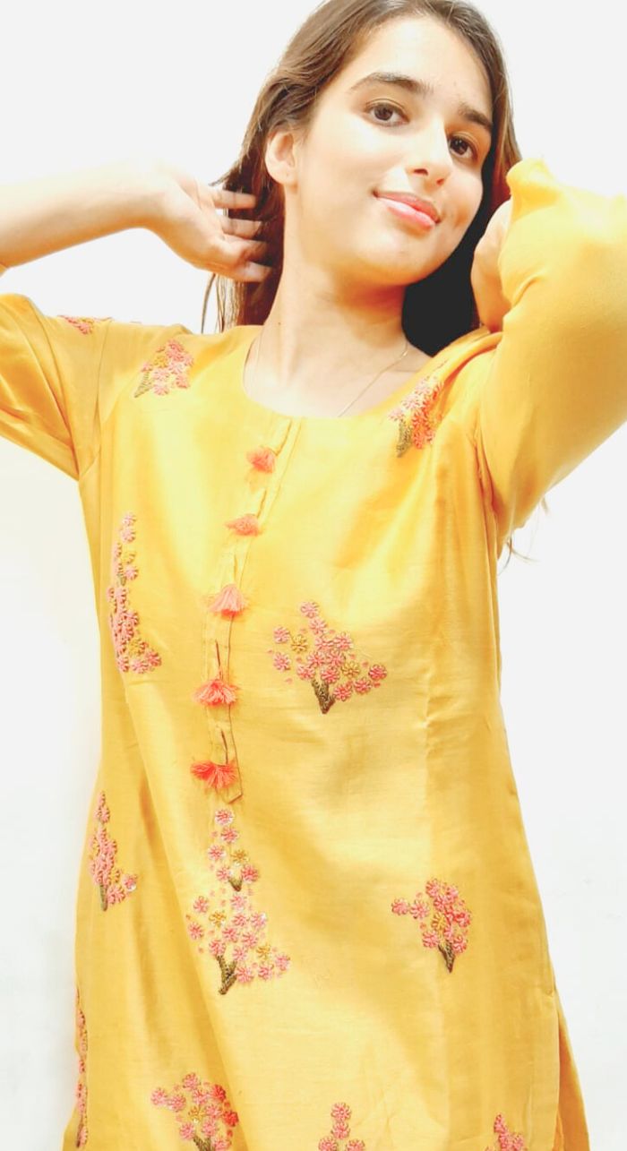 Yellow Chanderi Silk Kurta