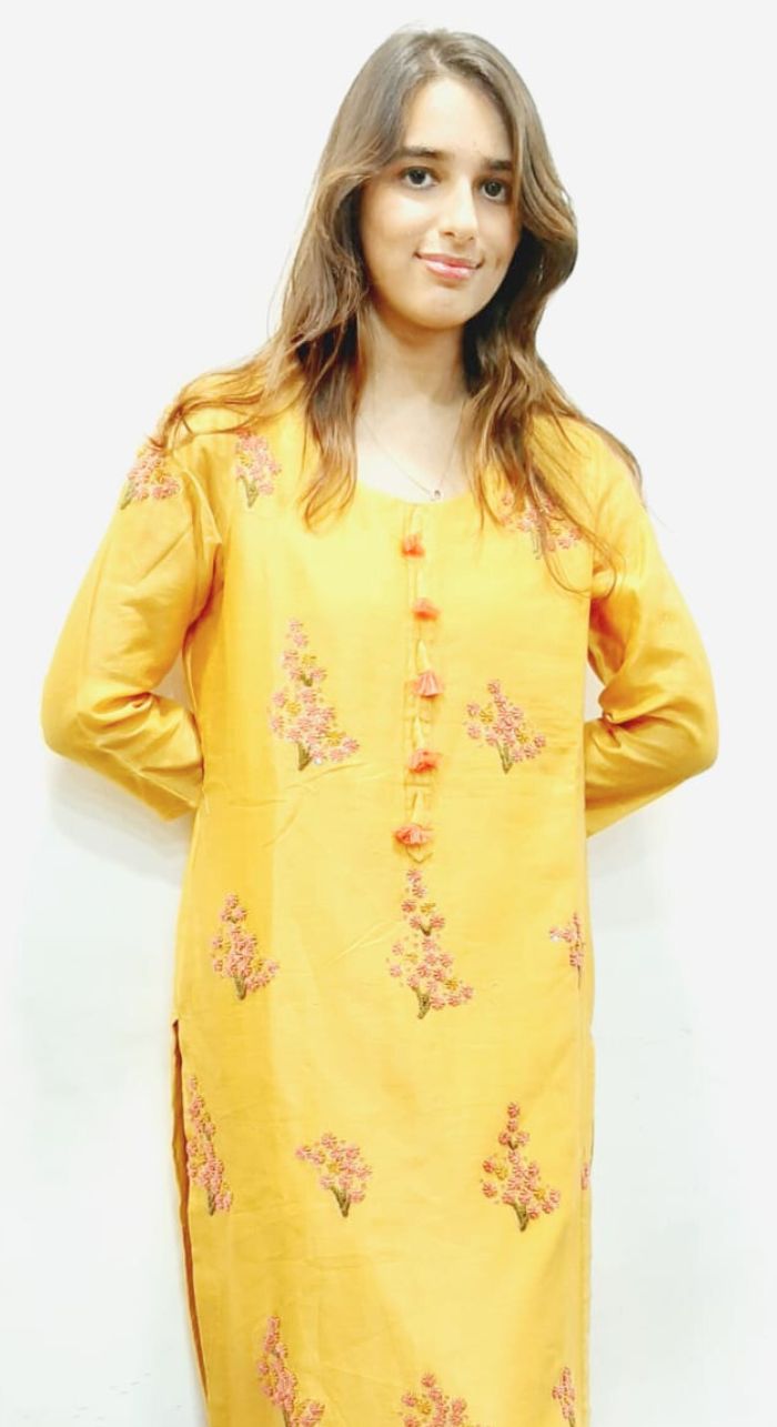 Yellow Chanderi Silk Kurta