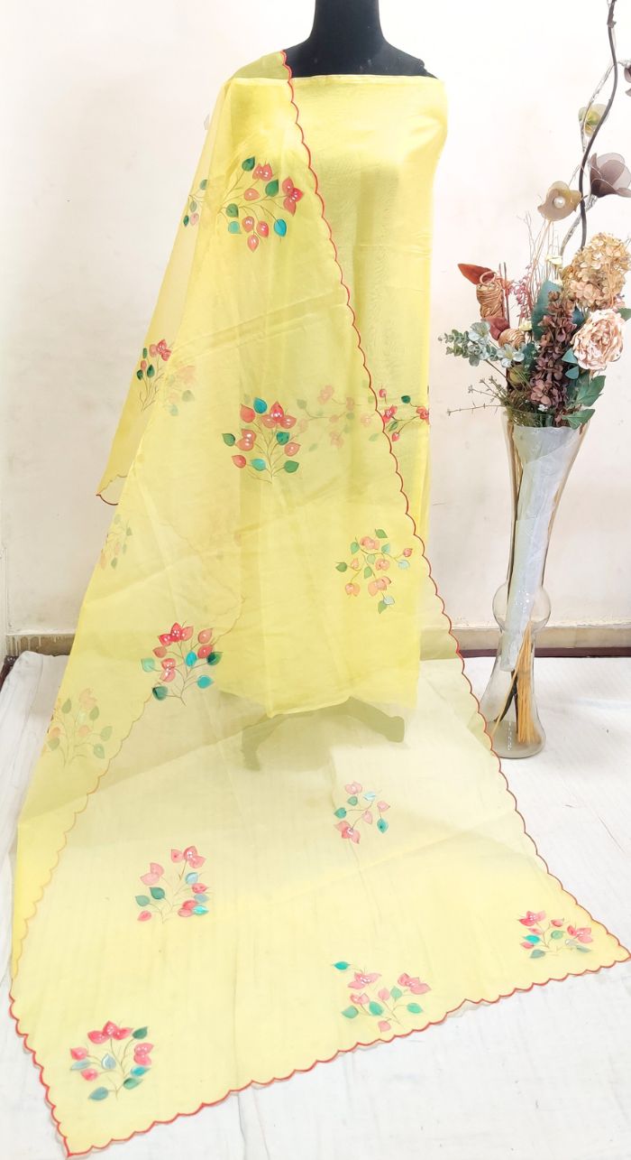 Unstitched Yellow Silk Suit