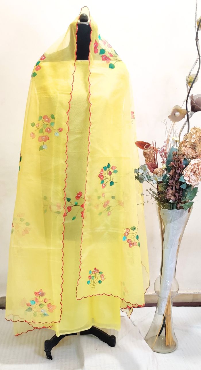 Unstitched Yellow Silk Suit