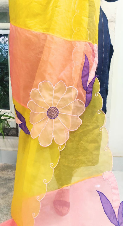 Yellow Organza Scalping Dupatta