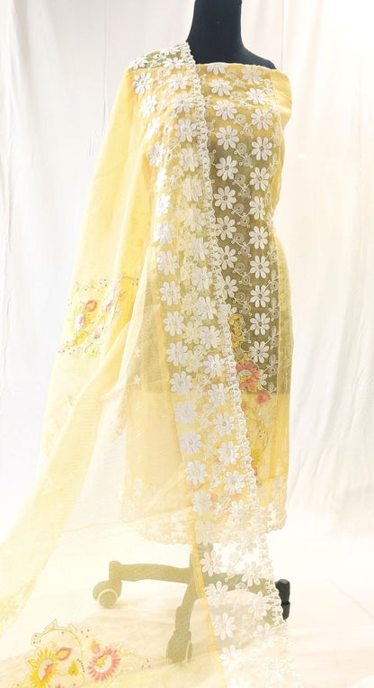 Yellow Cheque Kota Machine Work Suit 