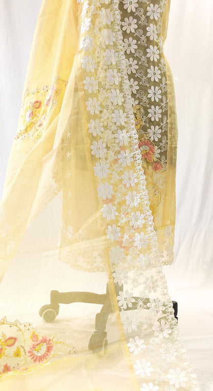 Yellow Cheque Kota Machine Work Suit 